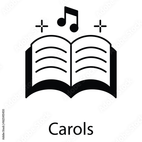 Joyful Christmas Carols Vector Icon with Singing People and Music Notes