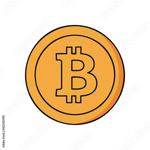 (Orange Bitcoin Illustration. Vibrant cryptocurrency emblem, representing decentralized finance and blockchain innovation. A symbol of future investment and virtual wealth.)
