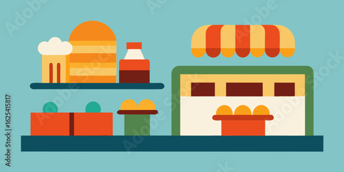 vector illustration of a shop window