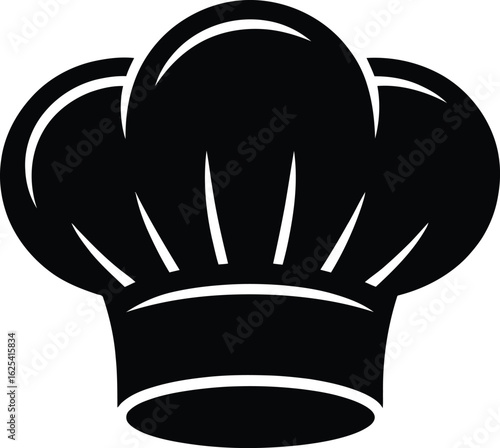 Classic black silhouette of a chef s hat representing culinary arts and professional cooking silhouette