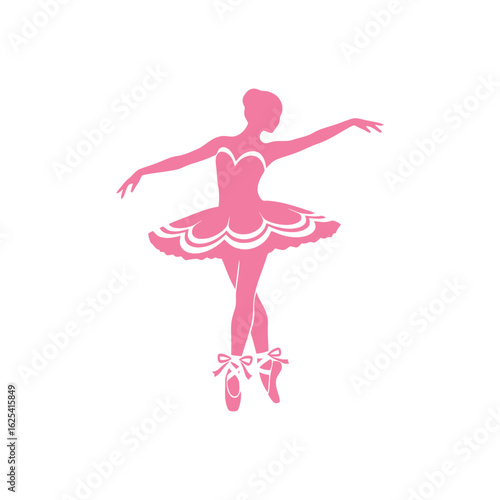 Pink Ballerina Silhouette in Elegant Pose.