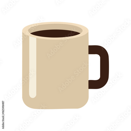 (Warm Coffee Mug Illustration. Minimalist design of a comforting hot drink vessel. This clean graphic symbolizes daily routine, relaxation, and a fresh start.)