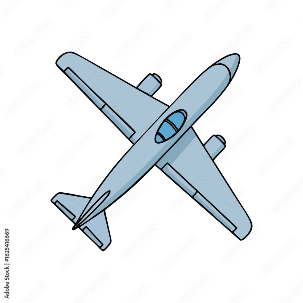 Obraz premium (Passenger Airplane Cartoon Icon. Clean, light blue aircraft graphic soaring against a dark backdrop, symbolizing distant travels, freedom, and aspirational adventures.)