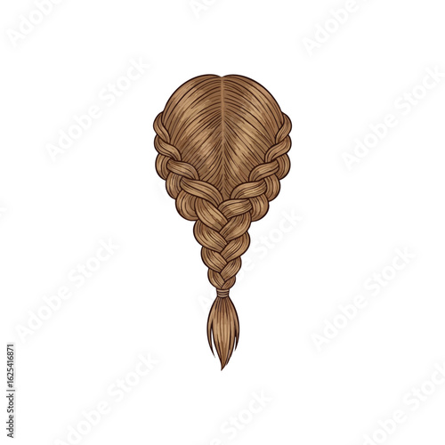 (Classic Braided Hairstyle Illustration. A timeless, neatly woven coiffure against a dark backdrop, embodying grace, strength, and simple elegance. Ideal for beauty projects.)