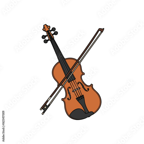 (Musical Violin and Bow Artwork. An exquisite stringed instrument, elegantly arranged on a dark backdrop. It symbolizes melody, harmonious music, and timeless performance.)