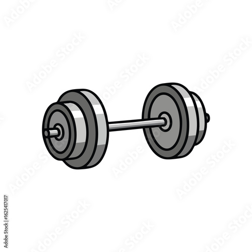 (Gym Barbell Strength Training. Monochromatic illustration of weightlifting apparatus. Symbolizes dedication, progress, and power in athletic pursuits. Ideal for health and fitness themes.)