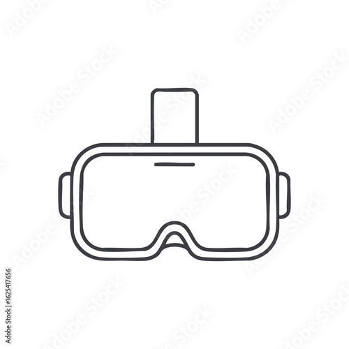 (Doodle Virtual Reality Headset. Simple illustration of augmented eyewear for immersive digital experiences. This clean graphic represents future technology and the expanding metaverse.)