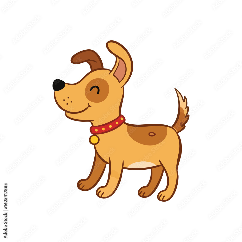 Fototapeta premium (Happy Cartoon Dog Pet Character. This cheerful illustrated canine radiates joy and companionship. Ideal for children, animal lovers, and friendly designs.)