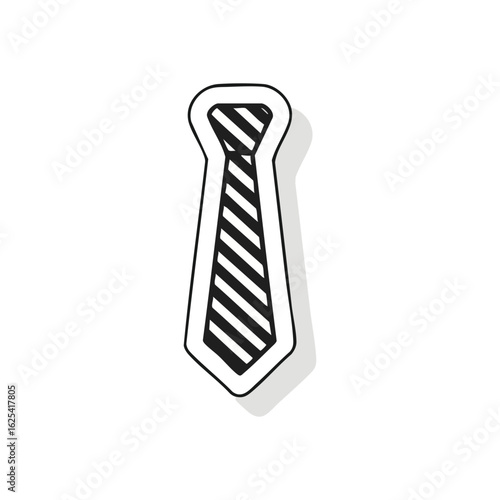 (Professional Striped Tie Illustration. This elegant black and white graphic depicts a formal neckwear accessory. Its clean lines symbolize business, success, and sophisticated corporate style on a.)
