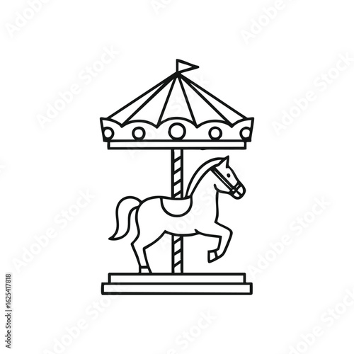 (Classic Carousel Horse Silhouette. Elegant fairground icon portraying childhood delight. Evokes timeless joy, innocence, and cherished memories. Perfect for various creative projects.)