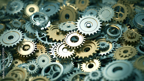 Wallpaper Mural Intricate arrangement of metal gears showcasing mechanical engineering complexity and precision in design Torontodigital.ca