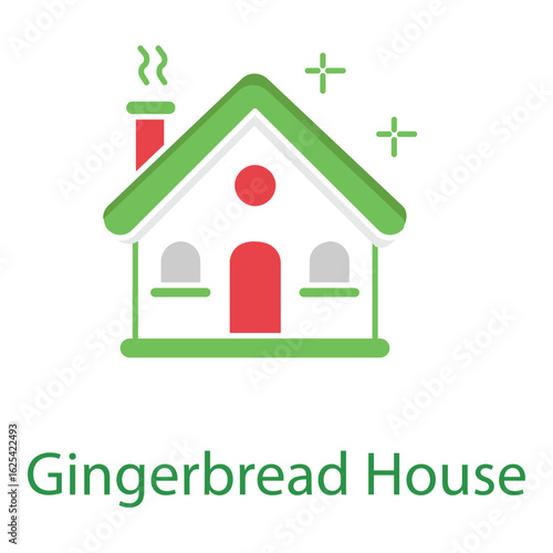 Colorful Gingerbread House Vector Icon for Holiday Treat and Decor Concepts