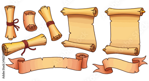 Discover ancient scrolls and vintage banners ready for your creative projects, bringing a touch of history and elegance to any design.