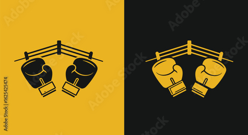 Boxing Gloves and Ring Logo Design