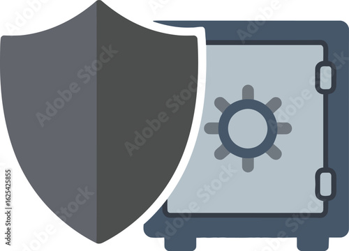 Secure data protection, safeguarded information, digital security, vault and shield.