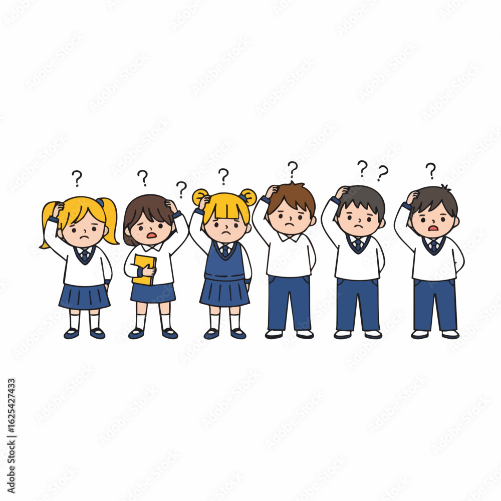 Cute Handdrawn School Children Confused Question Mark Icon Illustration Cute Handdrawn School Children Confused Question Mark Icon Illustration