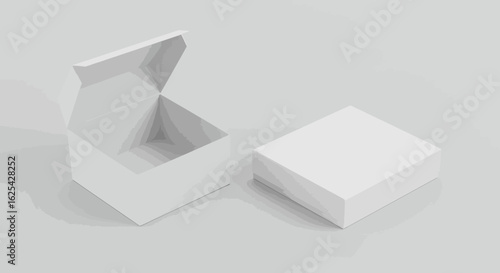 Elegant white gift box open with lid beside it, perfect for premium product packaging and sophisticated presentation