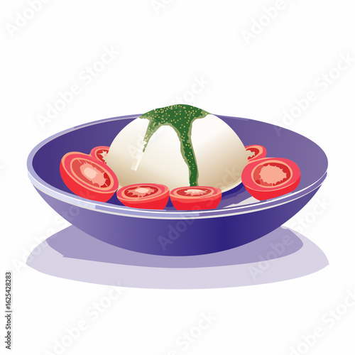  Italienische Burrata-Bowl mit karamellisierten Tomaten und Pesto-Perlen