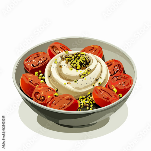  Italienische Burrata-Bowl mit karamellisierten Tomaten und Pesto-Perlen