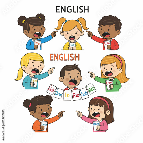 Cute Handdrawn Kids Bullying Blaming Each Other Illustration Graphic