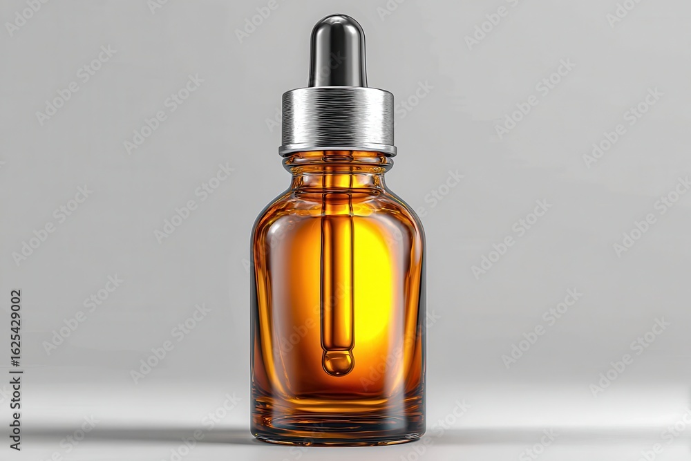 custom made wallpaper toronto digitalGlass bottle containing amber liquid with dropper, sitting on a surface against a warm brown gradient background
