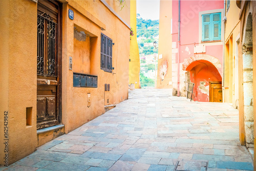 Canvastavla street in old town of villefranche, France