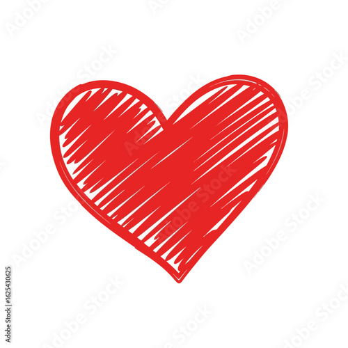 HandDrawn Red Heart with Textured Lines.