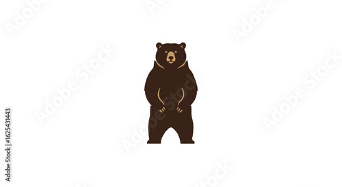 A brown bear standing upright with its paws hanging down in a simple cartoon style illustration