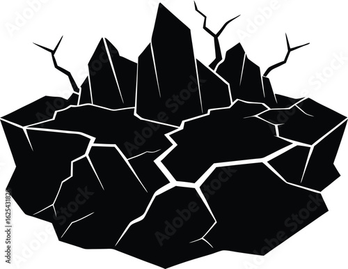 Cracked Rocky Terrain Silhouette