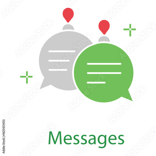 Modern Flat Message Vector Icon with Chat Bubbles and Text