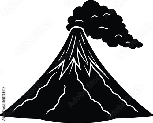 Smoking Volcano Cone Silhouette