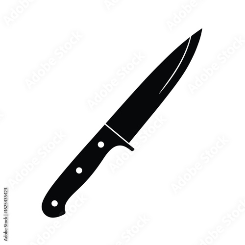 Hunting knife silhouette on white background perfect for design and illustration projects involving tools and survival skills