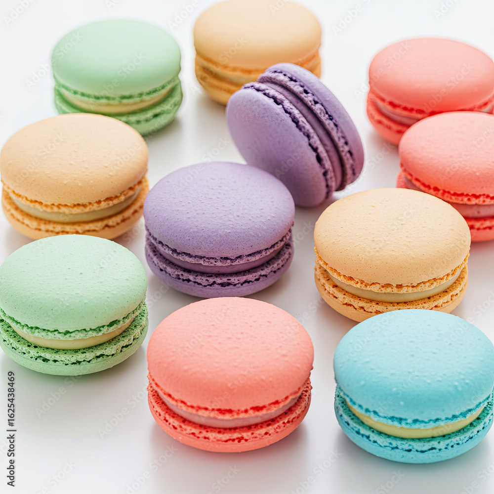 colorful macaroons on white background colorful macaroons on white background