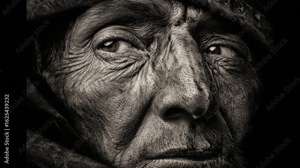Close up portrait of a senior man with a sad expression on his face