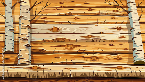 Soft grain patterns glide across the birch wood surface, merging warmth with simplicity. This plank texture background evokes organic elegance, perfect for wood texture themes and tabletop design visu