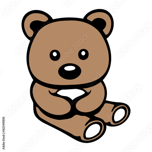 Sitting Bear Teddy Big Nose Friendly Cute Child Drawing
