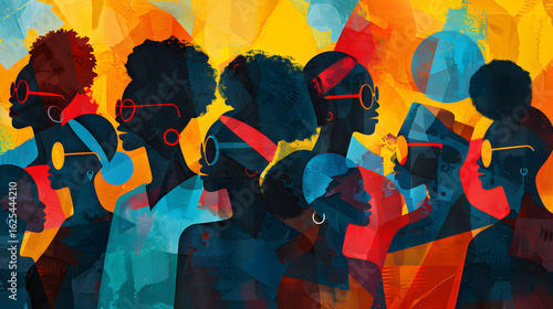 Diverse African American Women Abstract Art