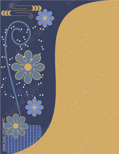 background blue flower, geometric background shapes, background, powerpoint background, blue flower, gold outlines, gold, dark blue, light blue, advertisement, ads, advertisement element, design