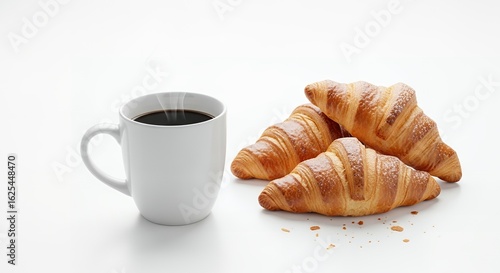 Kopi Panas Mengepul dan Croissant Lezat untuk Sarapan Pagi