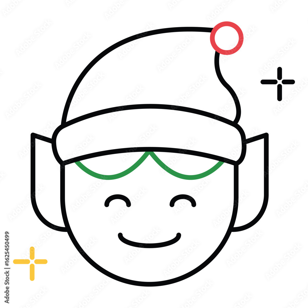 Cartoon Christmas Elf Vector Icon with Santa’s Helper Holiday Theme Cartoon Christmas Elf Vector Icon with Santa’s Helper Holiday Theme