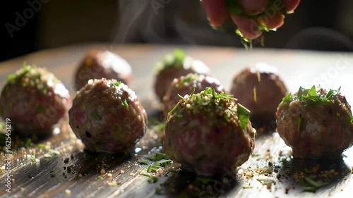 Footage Herb-Sprinkled Meatballs A Savory Culinary Artistry in Food Preparation