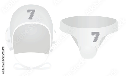 Waterpolo uniform. cap and swim briefs. vector