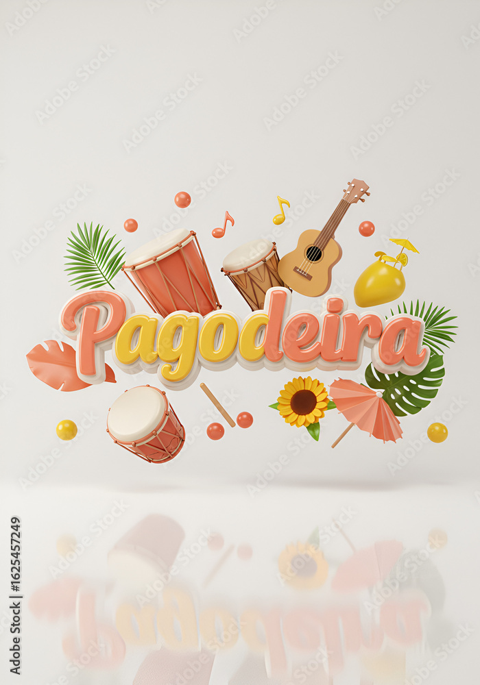 Naklejka premium Label 3D Pagodeira Brazilian