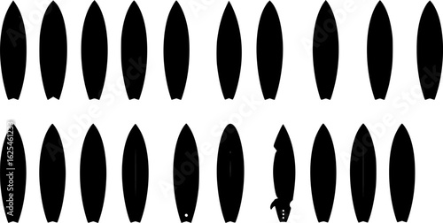 Surfboard vector set, surfing silhouettes, surfboard silhouettes, ords	
