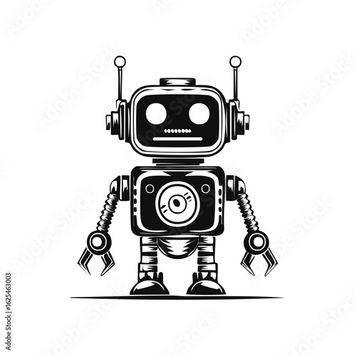 Detailed Graphic Robot Isolated Illustration Toy Mechanical Character