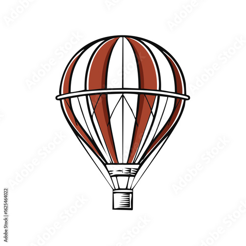 Classic hot air balloon illustration with red and white striped design perfect for travel and adventure concepts