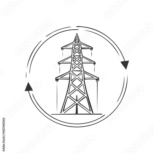 Electric Tower Circulation, Renewable Energy Vector Concept