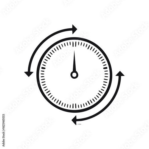 Circular time gauge with arrows indicating continuous movement