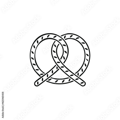 Traditional pretzel icon vector illustration. German bakery snack food line art symbol.