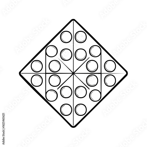 Black and white rhombus pop it fidget toy outline vector illustration